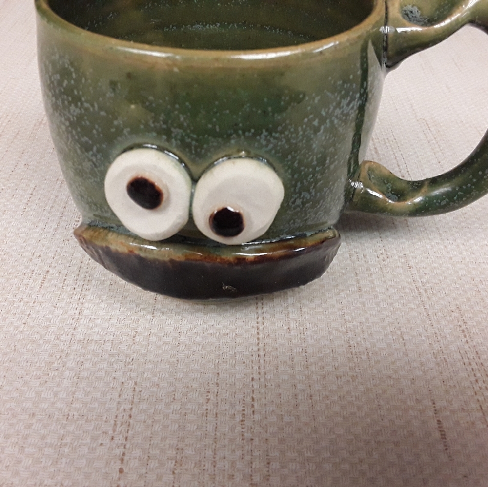 Green Funny Face Coffee Mug Kitchen Boho Home